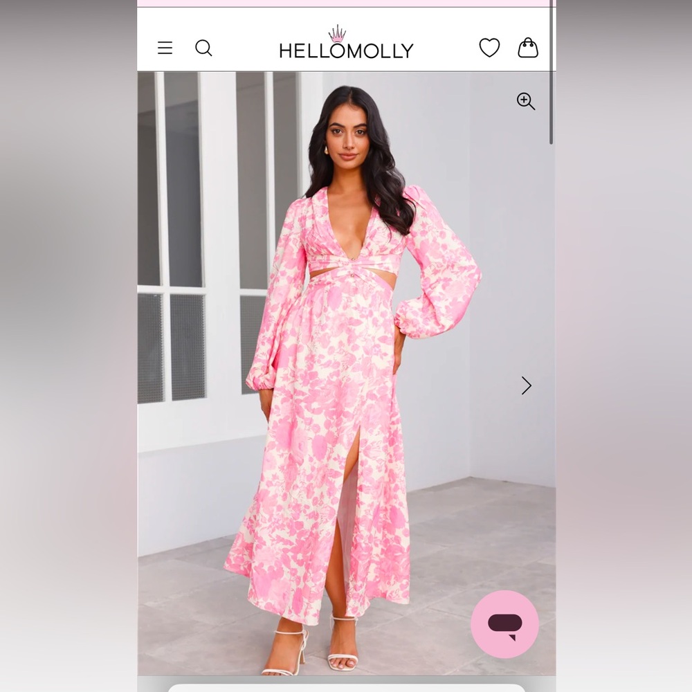 Pink floral midi dress Hello Molly